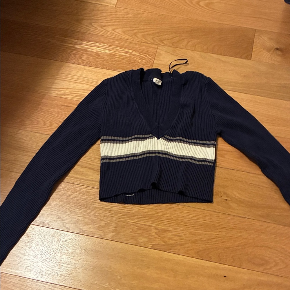 Navy Blue Cropped Shirt